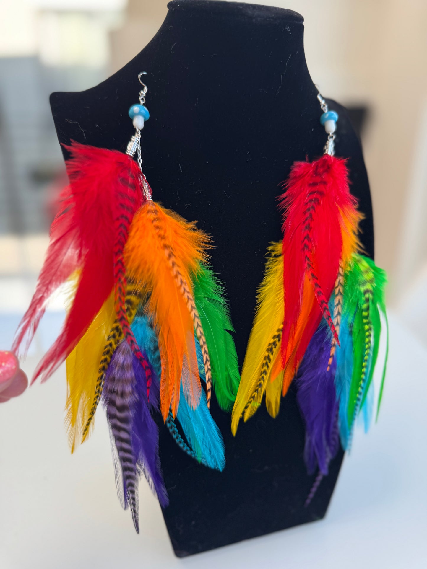 Prism Drop - Fluffy Feather Earrings