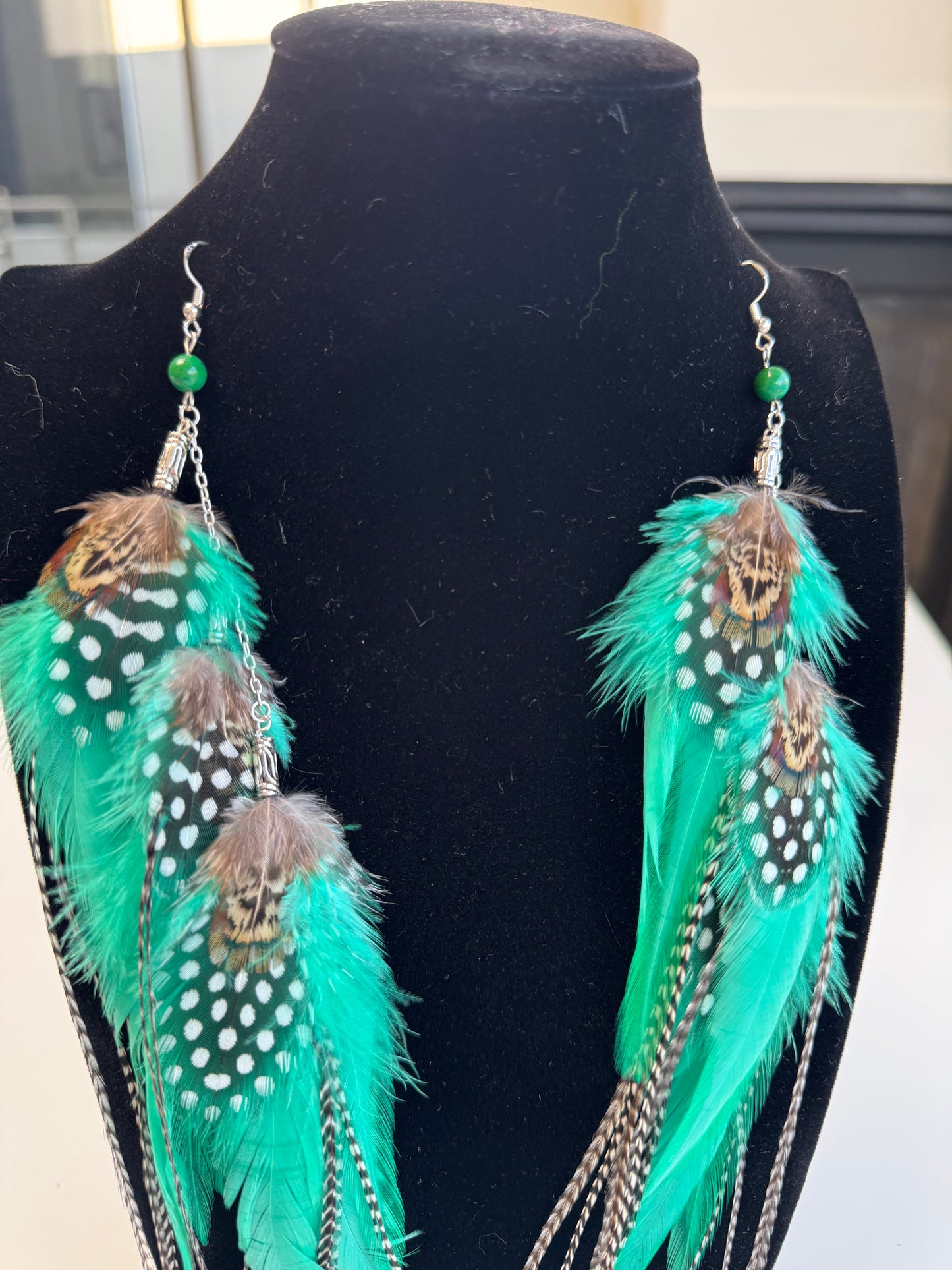 Sea Mint - Fluffy Feather Earrings