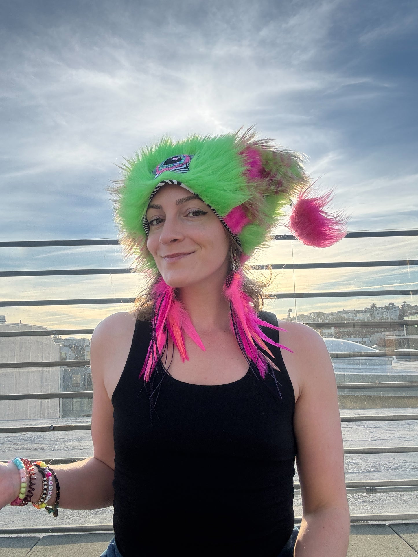 Pink Sherbert - Fluffy Feather Earrings