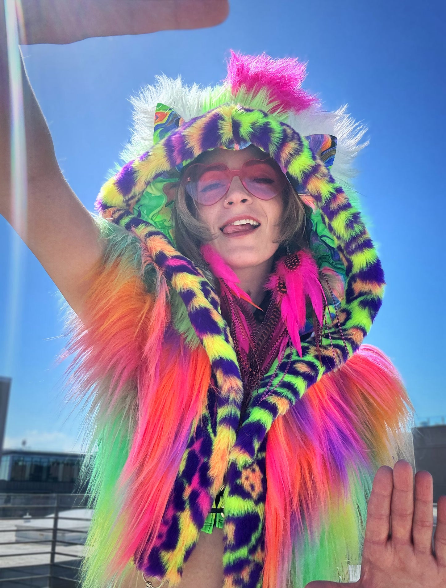 Cheetah Bright - Neon Fluffe Hood