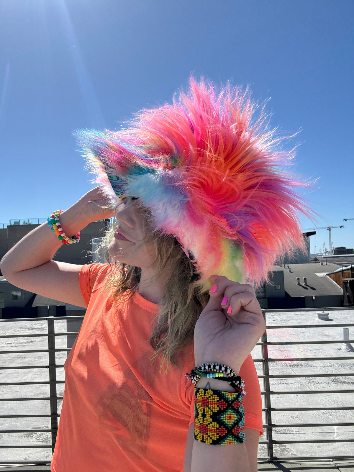 Happy Hippie - Big Floofy Patchwork Bucket Hat - Unisex M