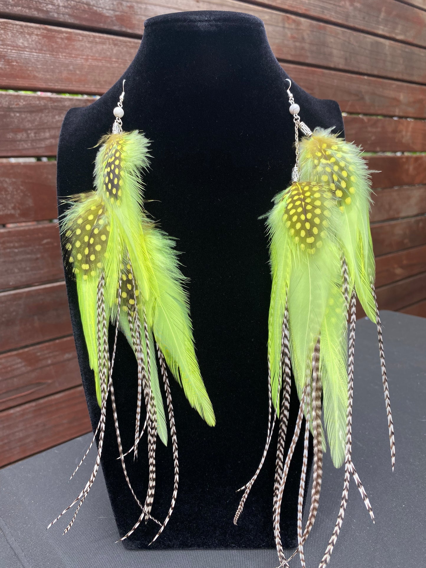 Neon Limeade - Fluffy Feather Earrings