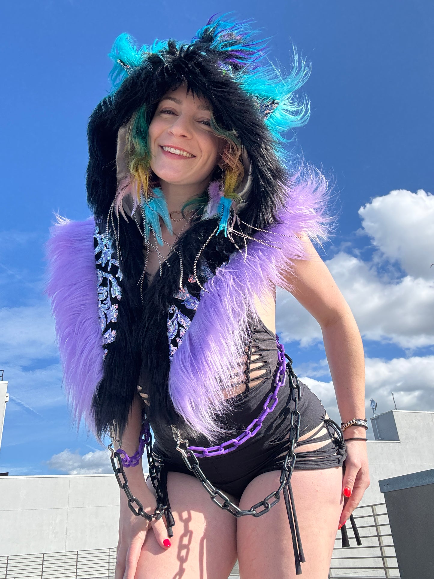 Diamond Mind - Sequin Fluffe Hood