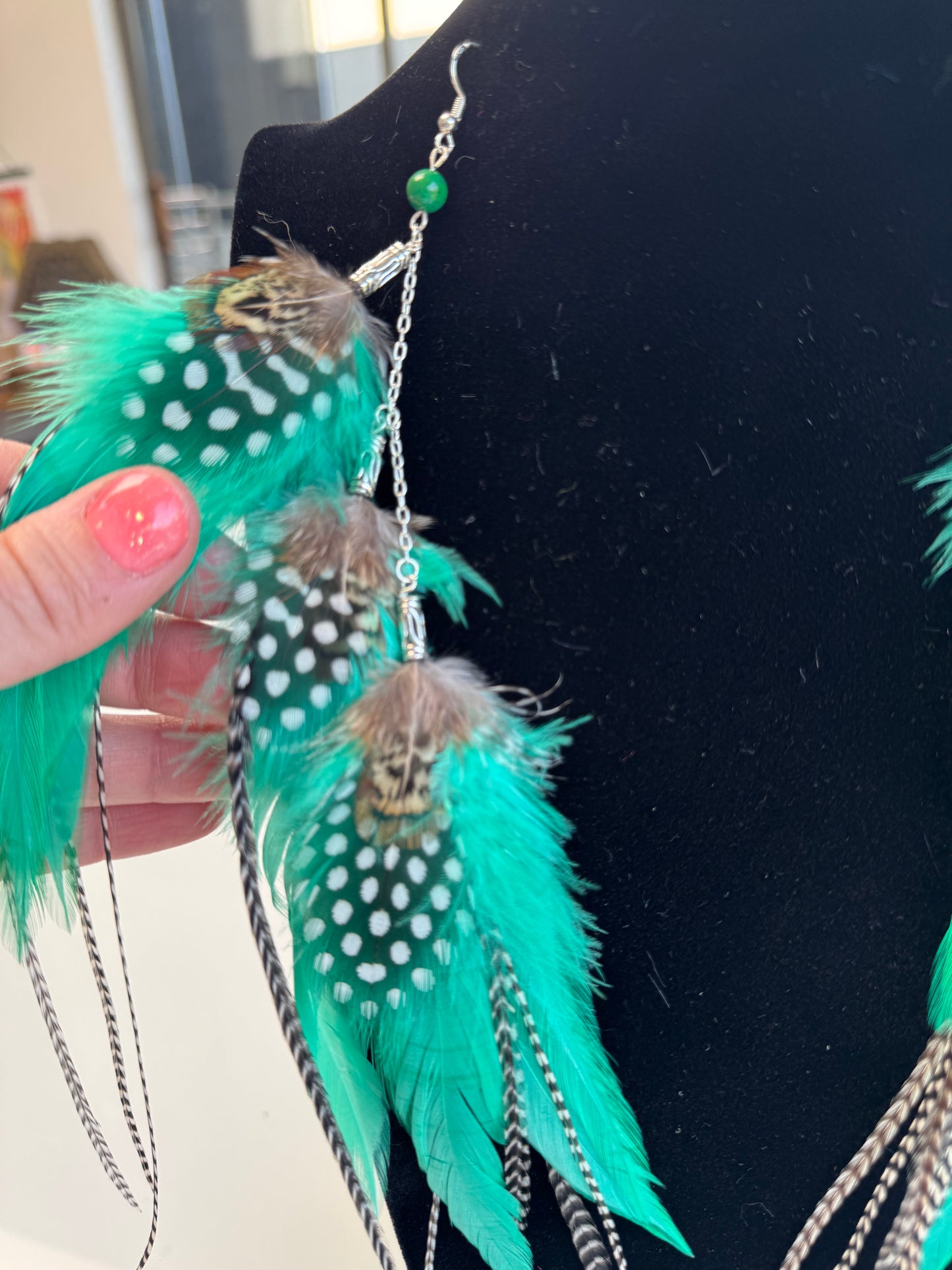 Sea Mint - Fluffy Feather Earrings