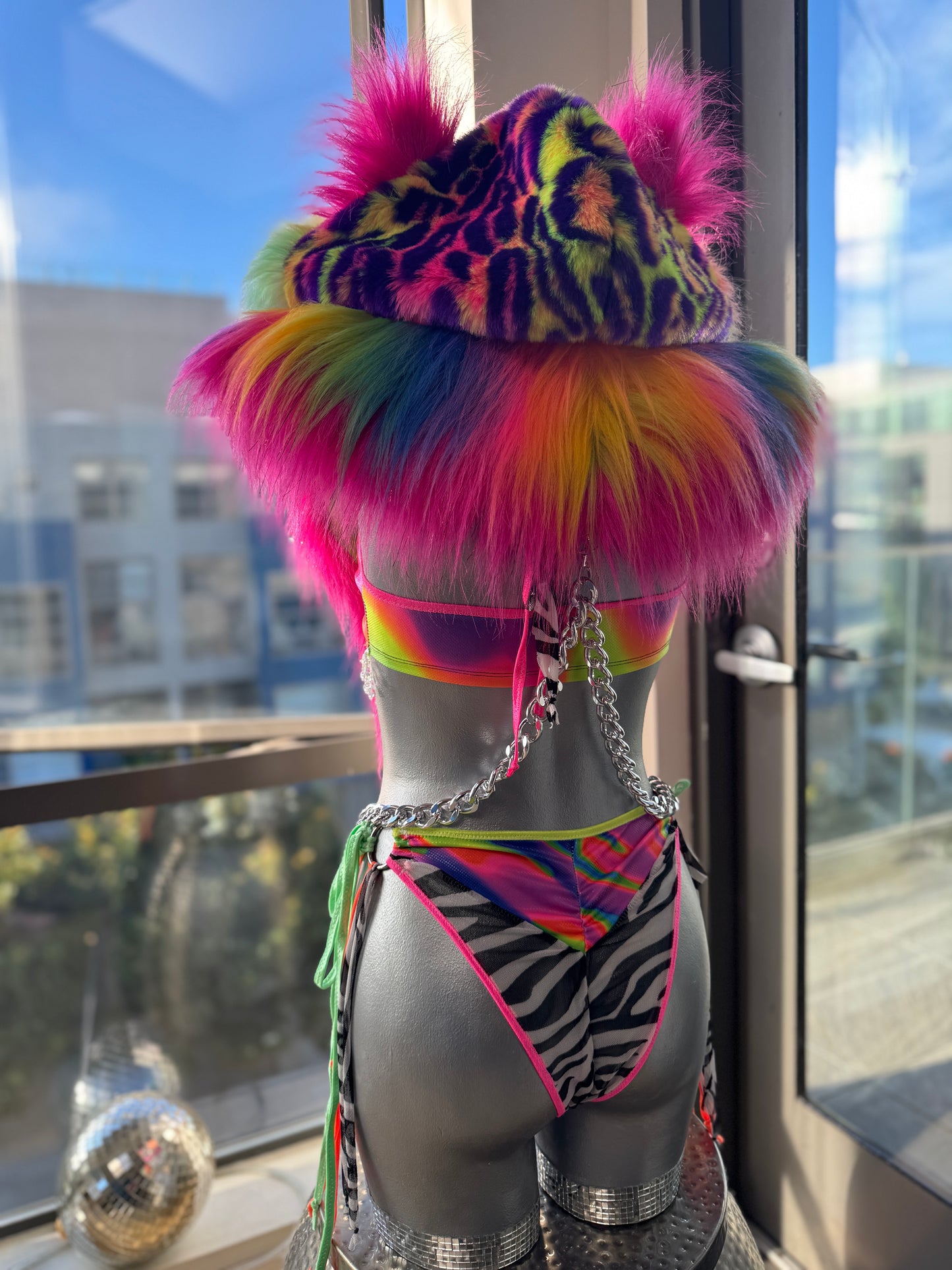 Razzberry Baddie - Rainbow Fluffe Hood