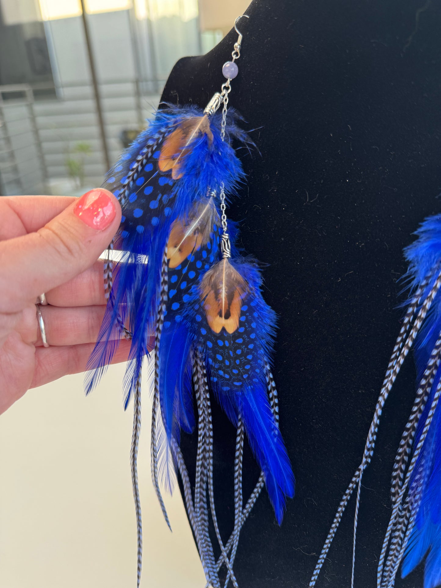 Royal Blues - Fluffy Feather Earrings
