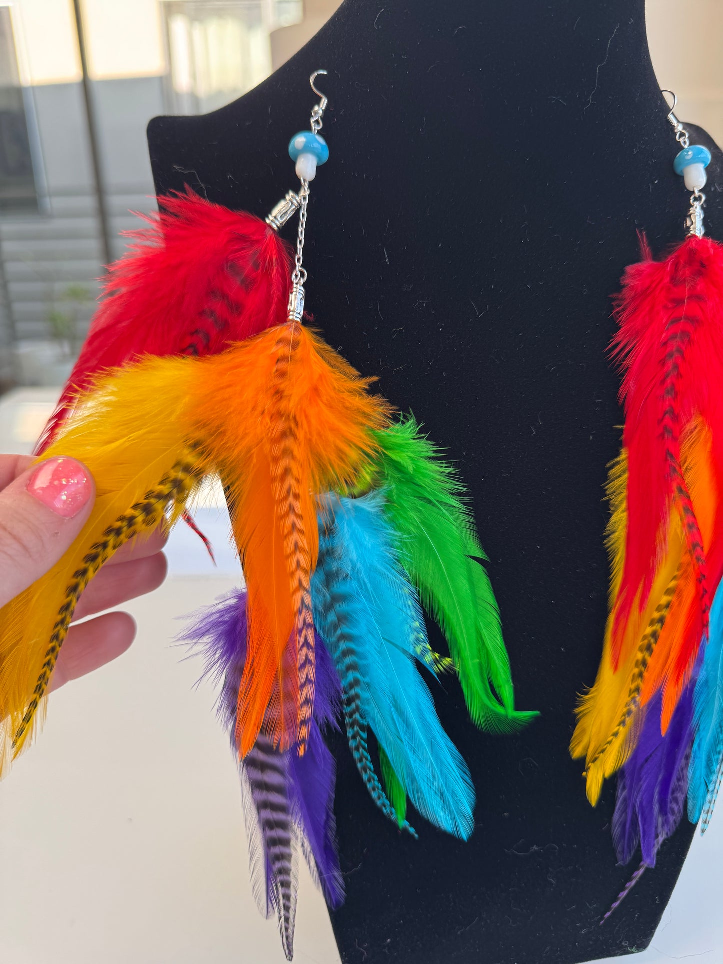 Prism Drop - Fluffy Feather Earrings