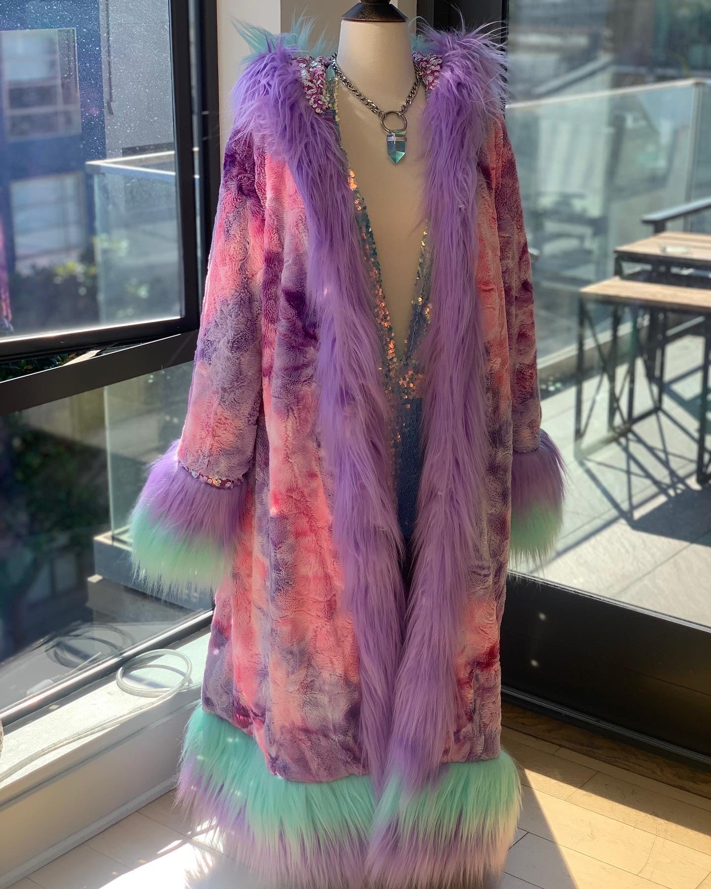 Custom No-Sequin Snuggle Coat - Hooded, Reversible w/ Full Fur Trim