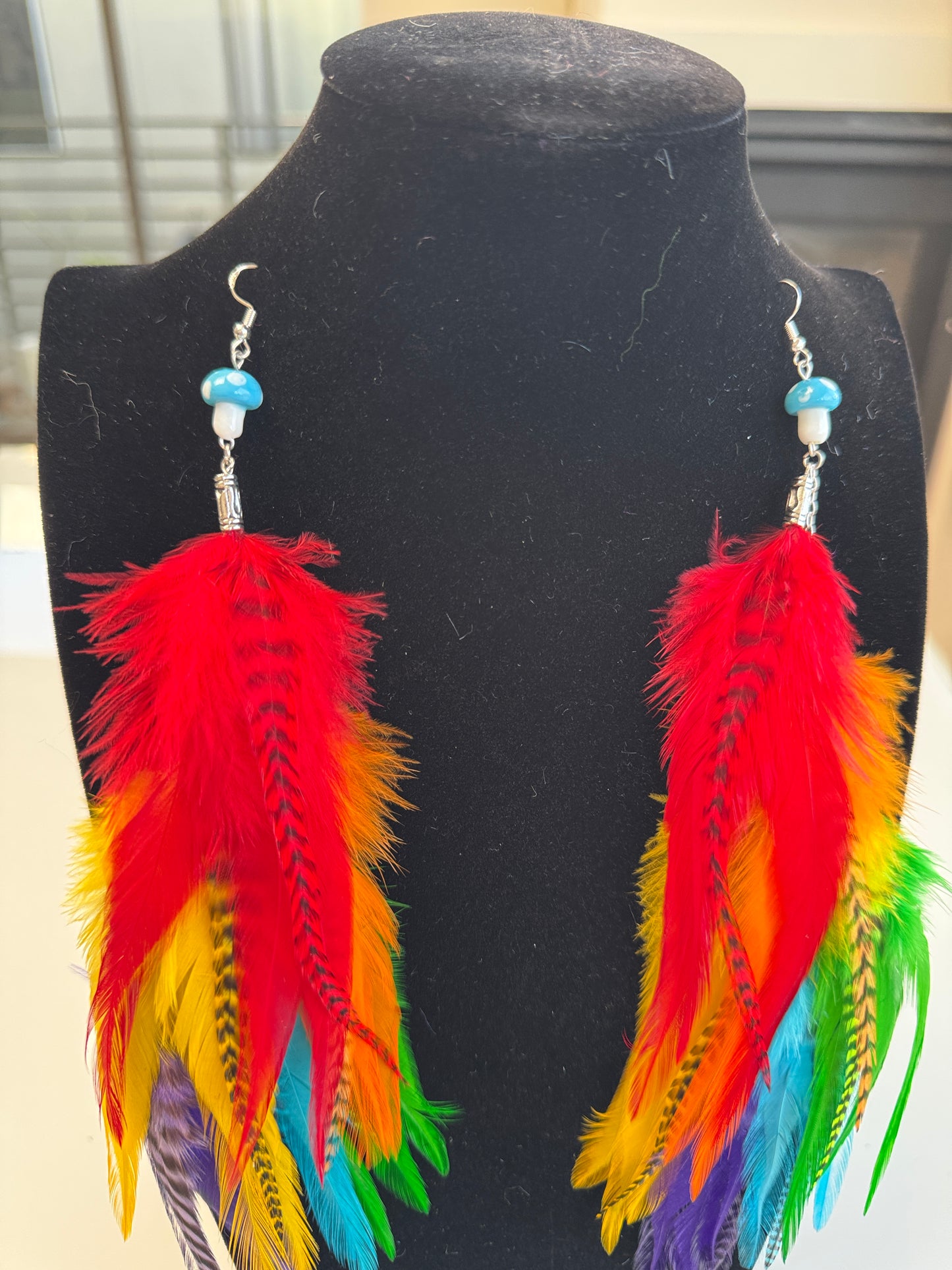 Prism Drop - Fluffy Feather Earrings