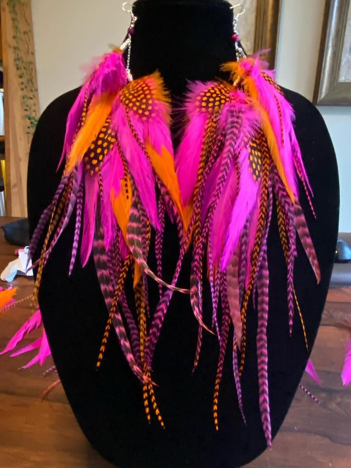 Electric Rush - UV Reactive MEGA Fluffy Feather Earrings