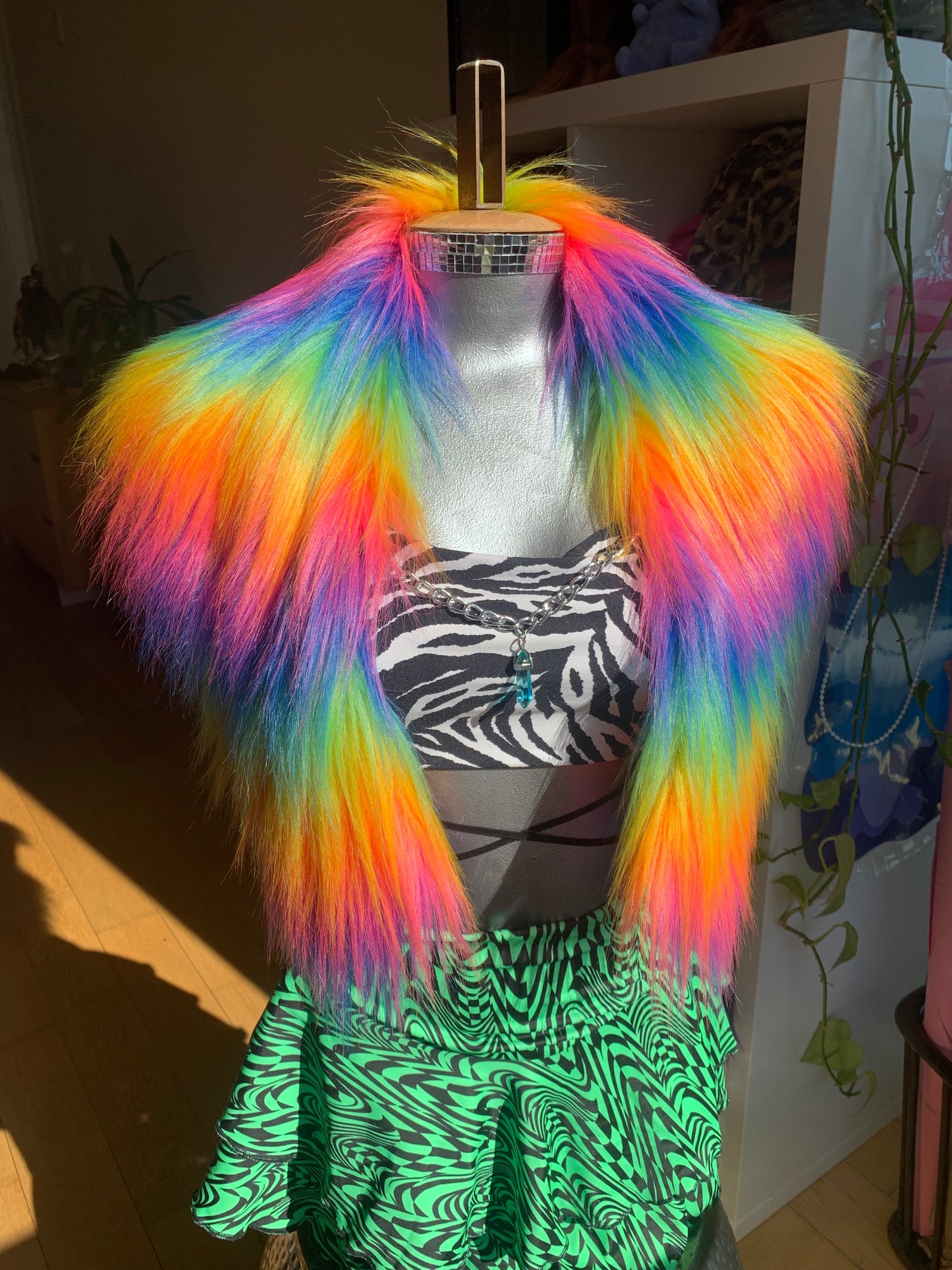 Rainbow U-Shaped Fluffe Wrap w/ Hideaway Pocket & Pendant Chain