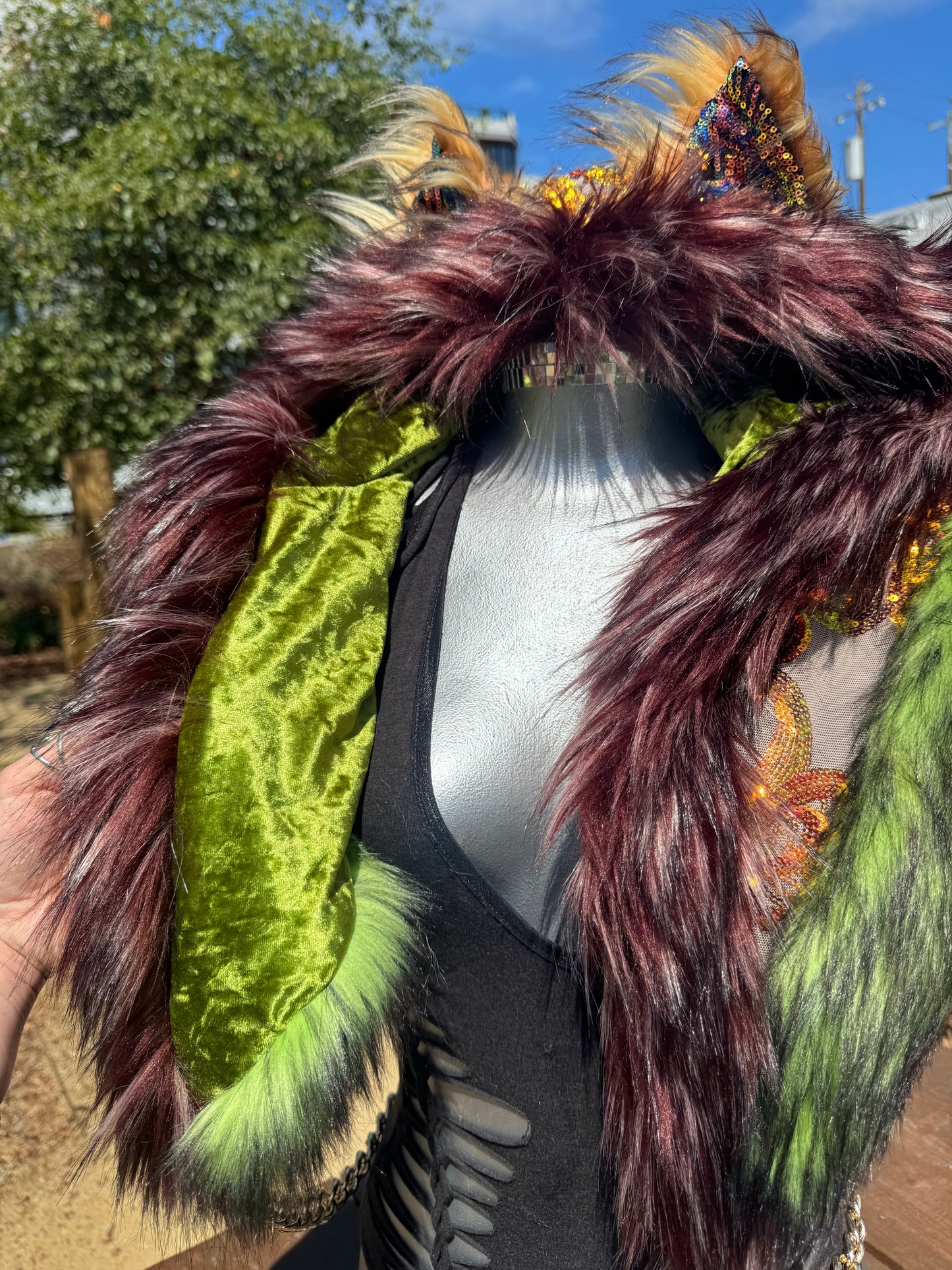 Mossfire - Sequin Fluffe Hood