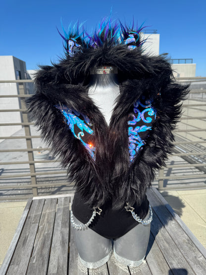 Glacier Moon - Sequin Fluffe Hood  [READY TO SHIP]