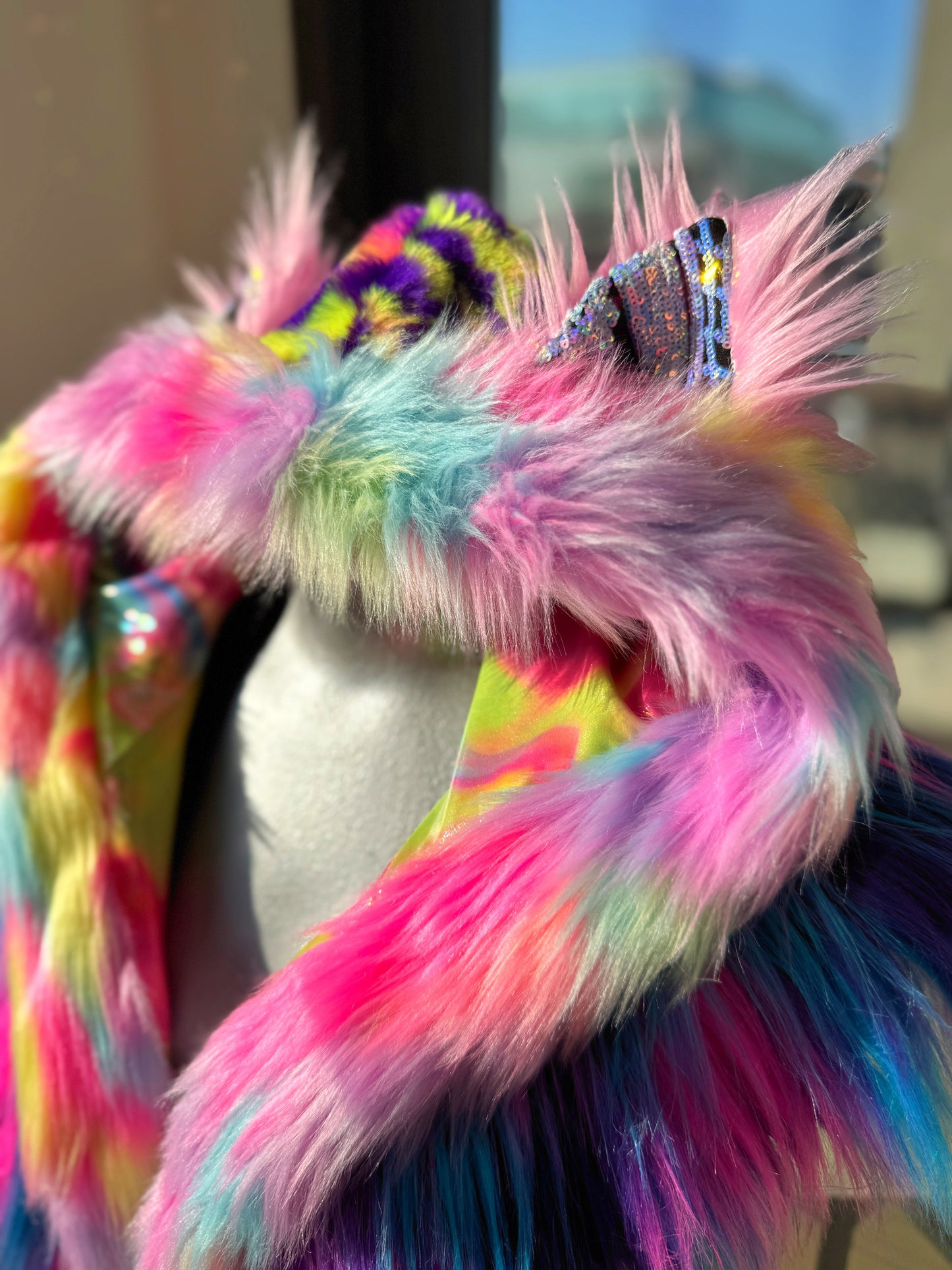 Gummy Bear Baby - Rainbow Fluffe Hood w/ Ears (women's fit)