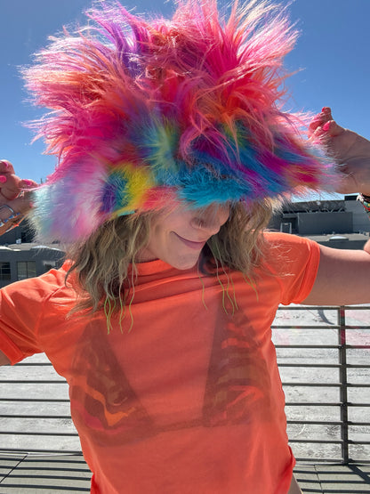 Happy Hippie - Big Floofy Patchwork Bucket Hat - Unisex M