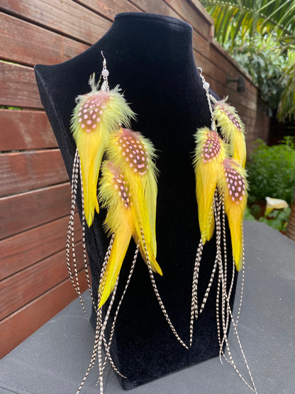Banana Smoothie - Fluffy Feather Earrings