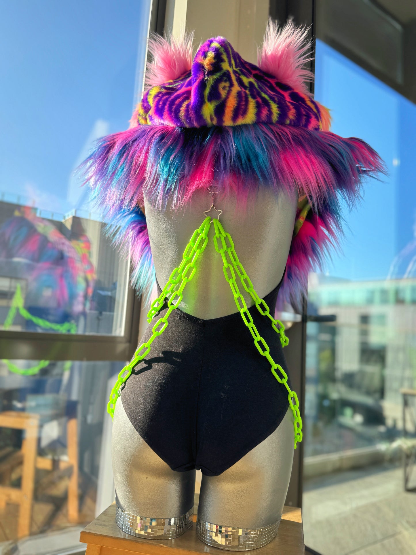 Gummy Bear Baby - Rainbow Fluffe Hood w/ Ears (women's fit)