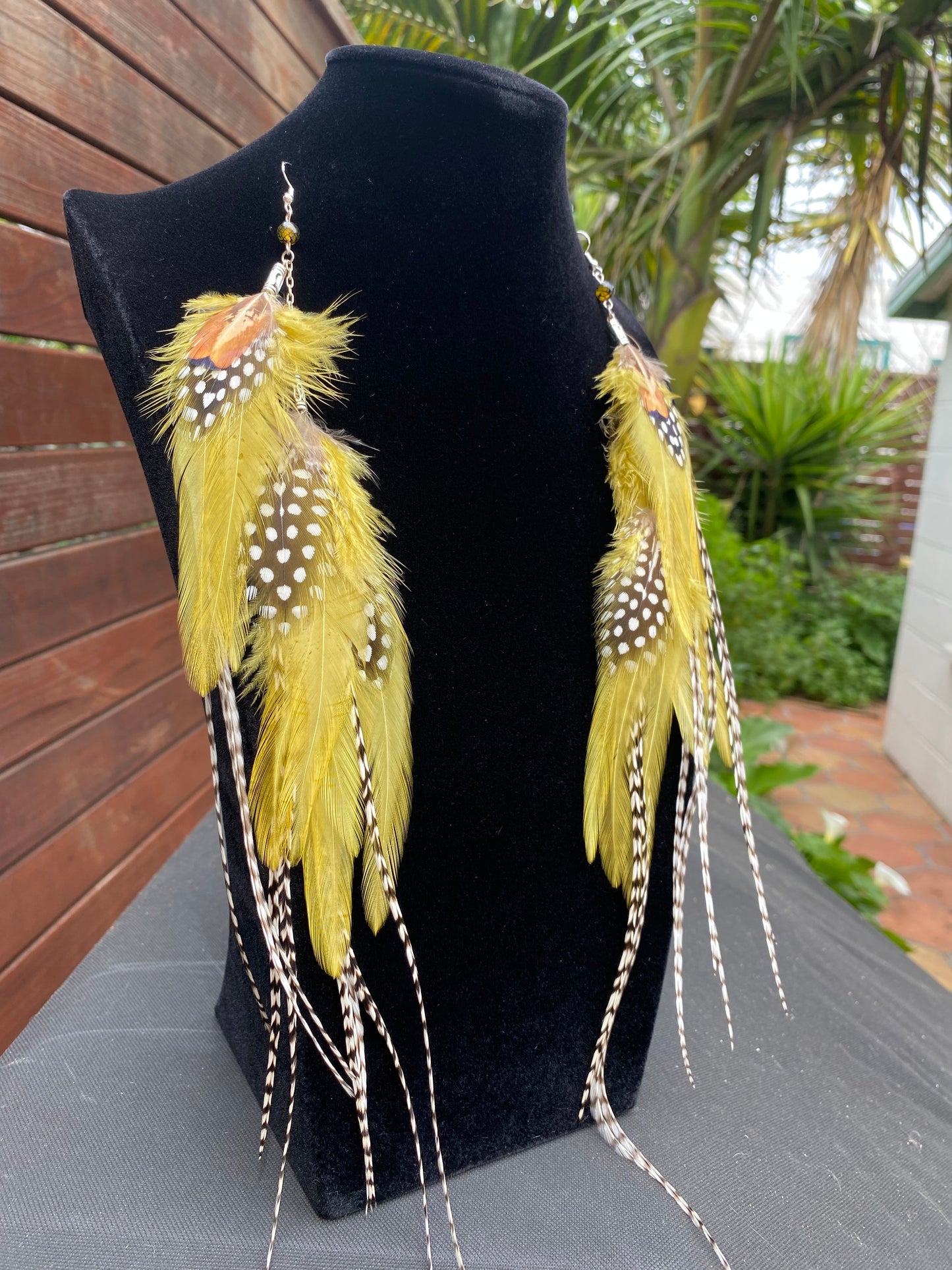 Calico Cutie - Fluffy Feather Earrings