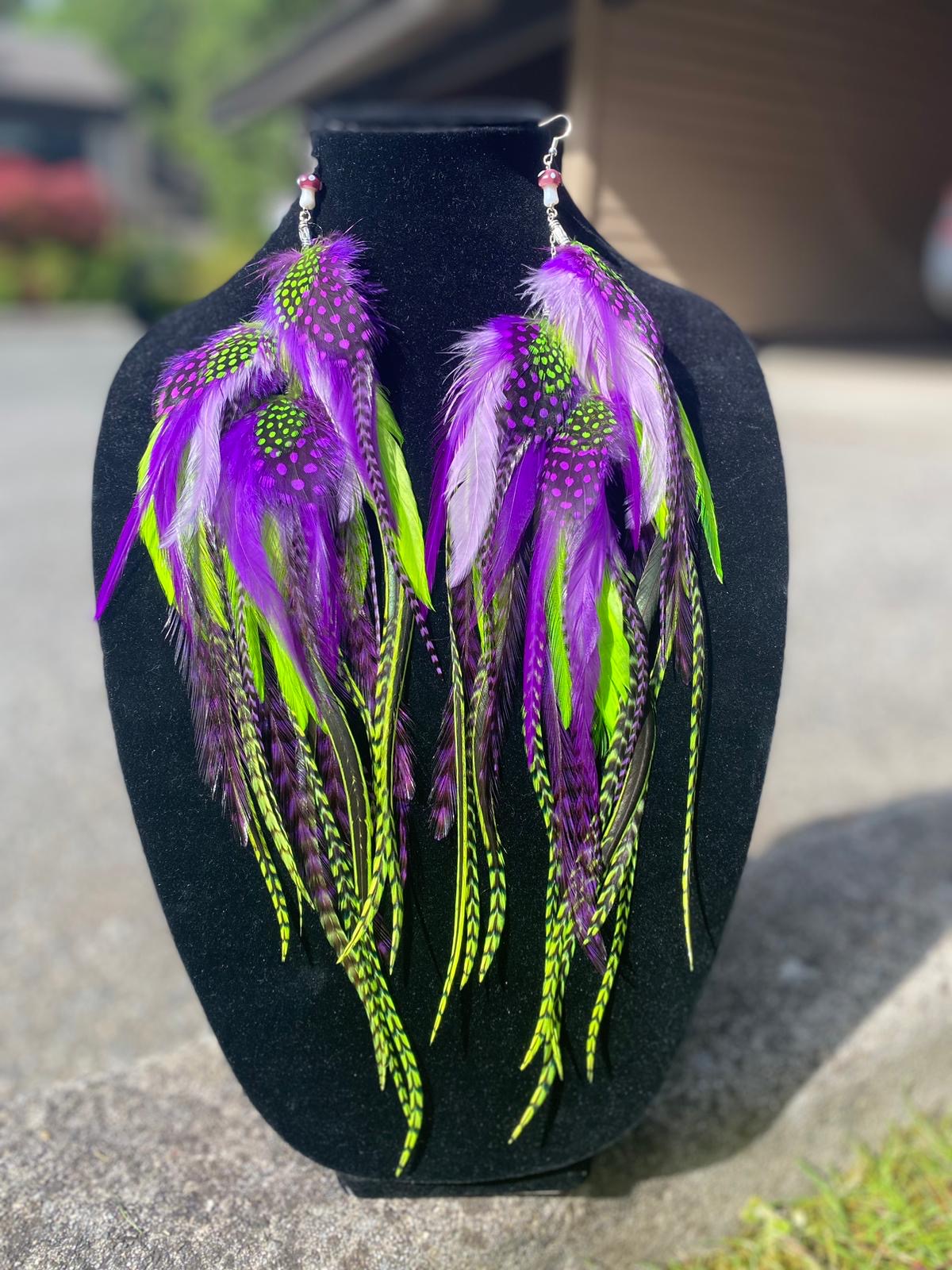 ALIEN DRIP - UV Reactive Mega Fluffy Feather Earrings