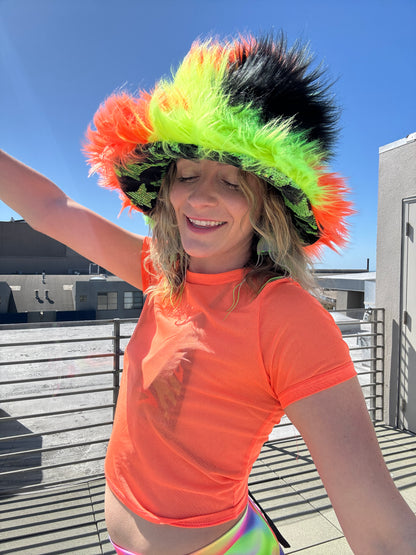 Citrus Blast - Big Floofy Patchwork Bucket Hat - Unisex S/M