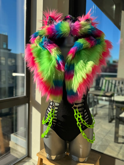 Neon Watermelon - Rainbow Fluffe Hood