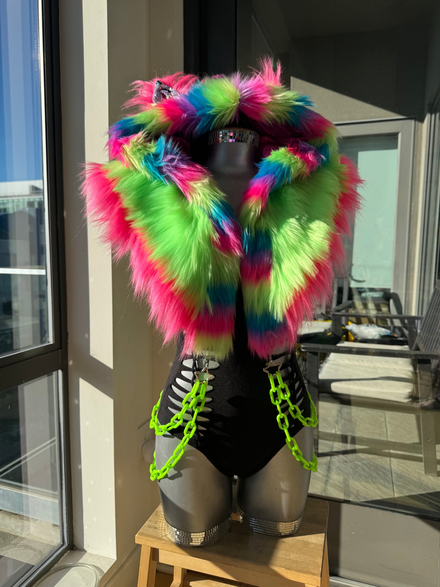 Neon Watermelon - Rainbow Fluffe Hood