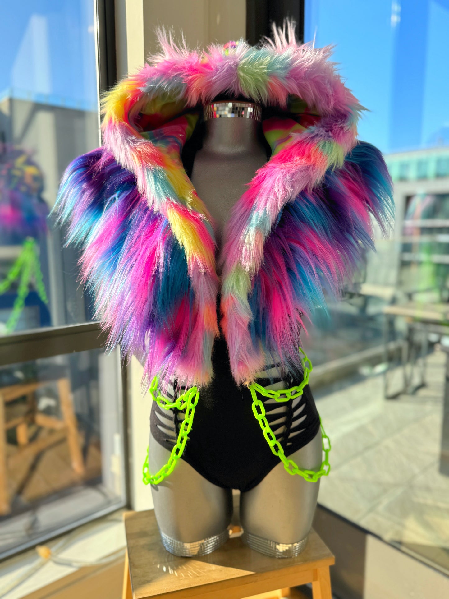 Gummy Bear Baby - Rainbow Fluffe Hood w/ Ears (women's fit)