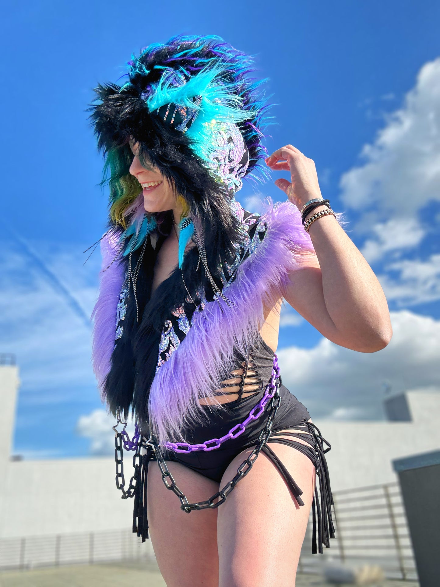 Diamond Mind  - Sequin Fluffe Hood