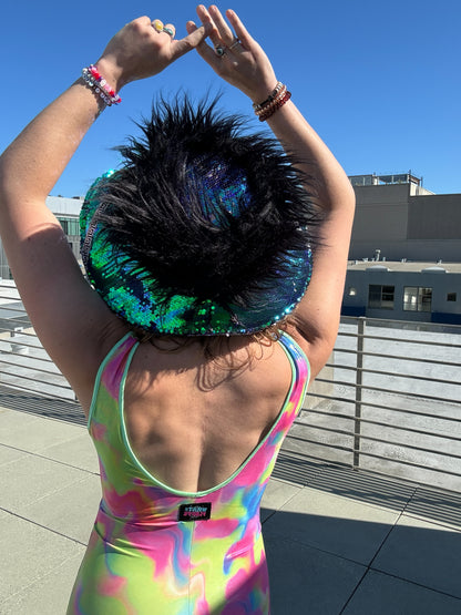 On the Town - Big Floofy Sequin Visor - Unisex S