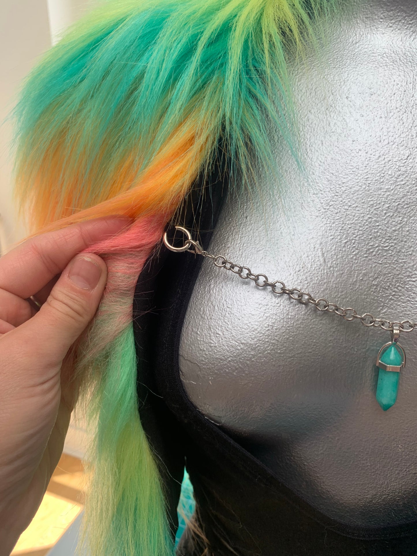 Rainbow Sherbet U-Shaped Fluffe Wrap w/ Hideaway Pocket & Pendant Chain - Made to Order