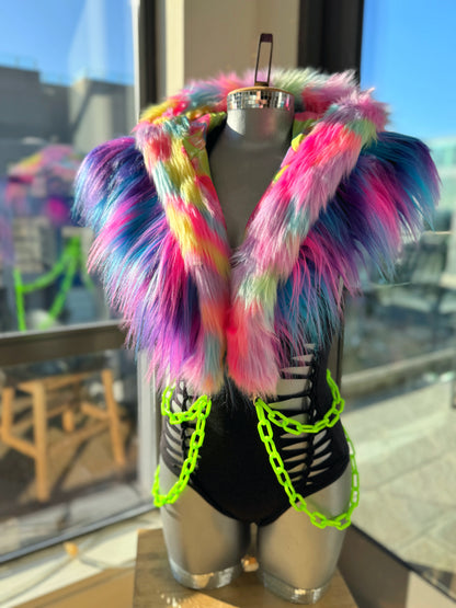 Gummy Bear Baby - Rainbow Fluffe Hood w/ Ears (women's fit)