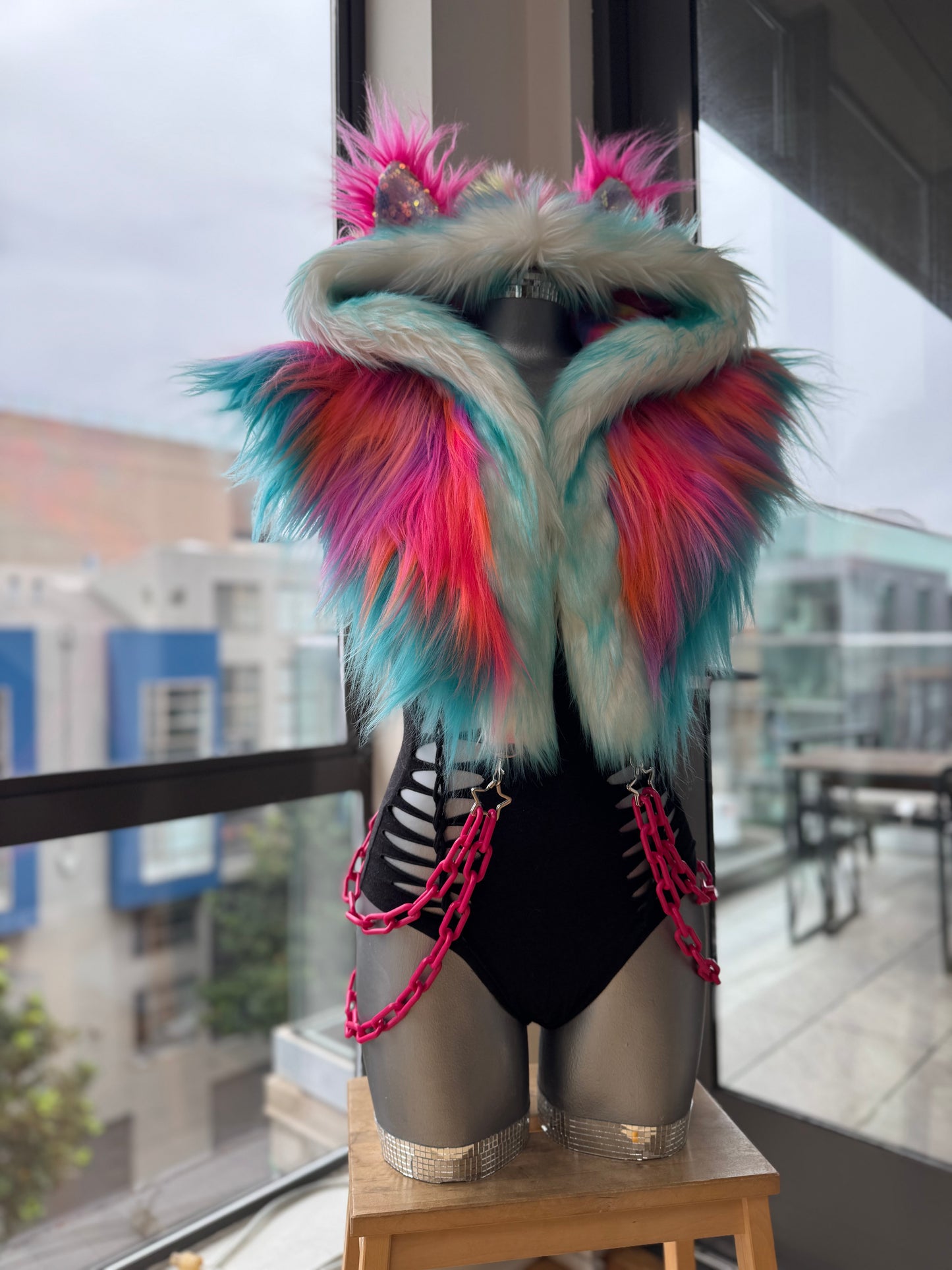 Utopia Sunset - Rainbow Fluffe Hood