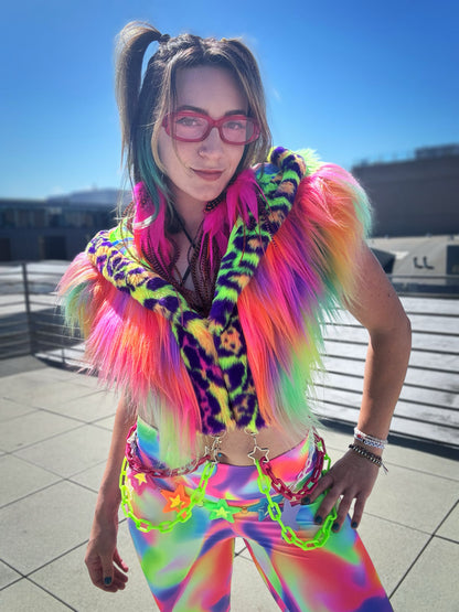 Cheetah Bright  - Neon Fluffe Hood