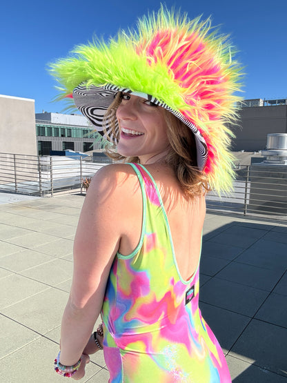 Watermelon Sugar - Big Floofy Patchwork Bucket Hat - Unisex L