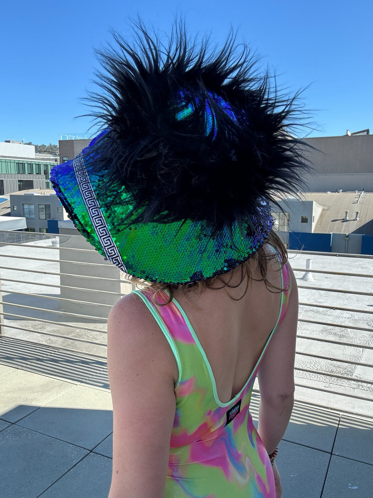 On the Town - Big Floofy Sequin Visor - Unisex S