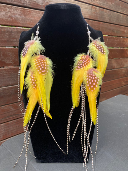 Banana Smoothie - Fluffy Feather Earrings