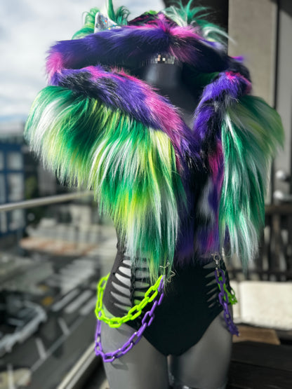 Purpz n' Greenz - Fluffe Hood (ready to ship)