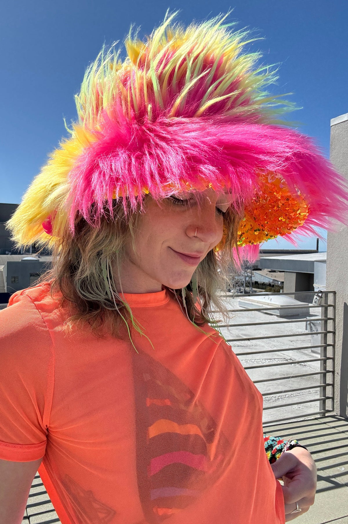 Pink Lemonade - Big Floofy Patchwork Bucket Hat - Unisex S/M