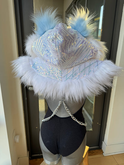 Ice Ice Baby - Sequin Fluffe Hood