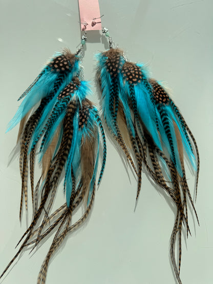 WESTERN BLUEBIRD - Mega Fluffy Feather Earrings