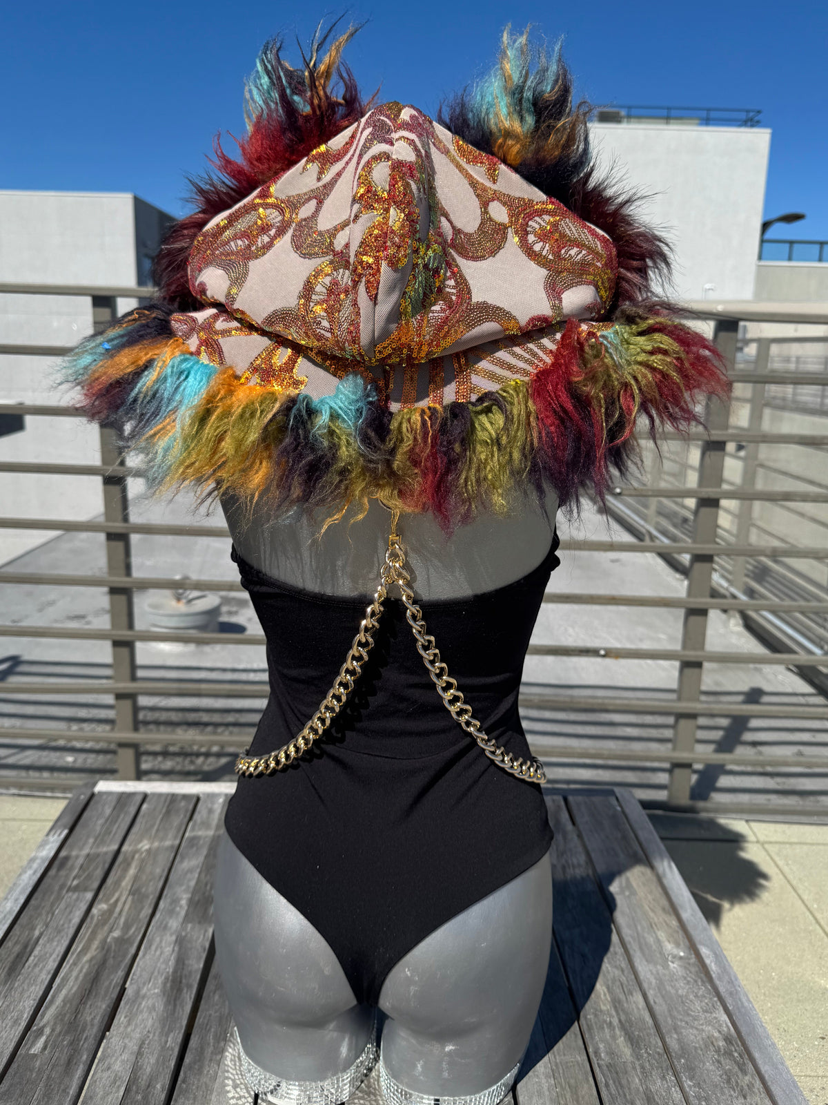 Vixxxen - Sequin Fluffe Hood [READY TO SHIP]