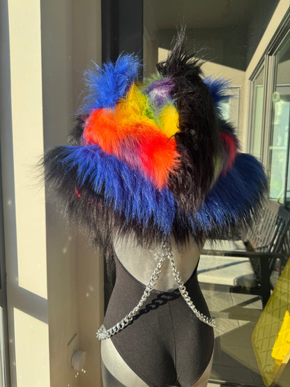 Midnight Bright - Fluffe Hood w/ Mohawk (ready to ship)