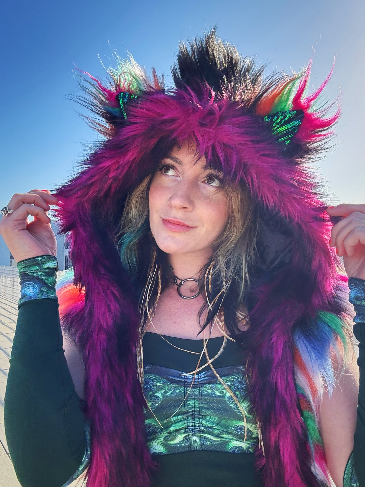 Jaw Dropper - Sequin Fluffe Hood