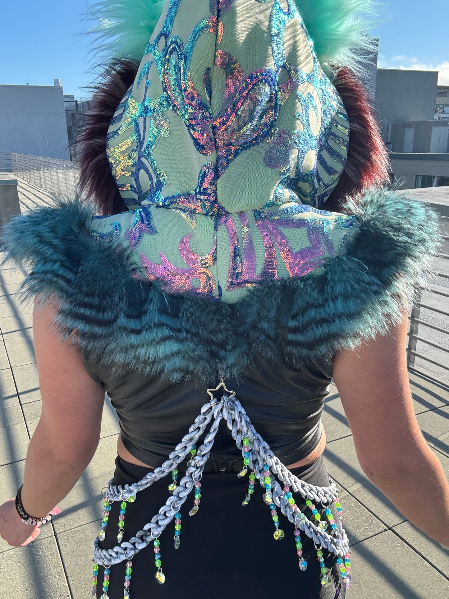 Opalescence - Sequin Fluffe Hood [K Queen Creations Collab - READY TO SHIP]