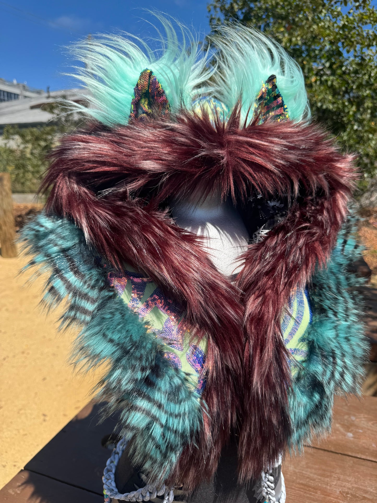 Opalescence - Sequin Fluffe Hood [K Queen Creations Collab - READY TO SHIP]