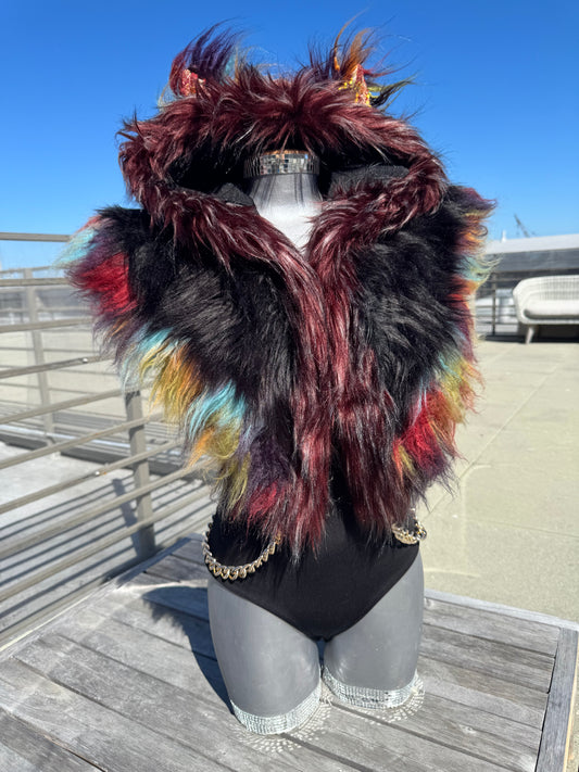Autumn Burn - Sequin Fluffe Hood [READY TO SHIP]