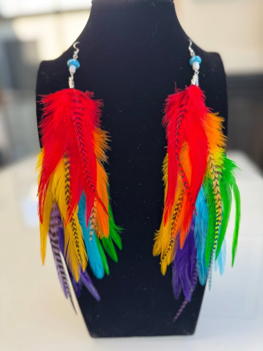 Prism Drop - Fluffy Feather Earrings