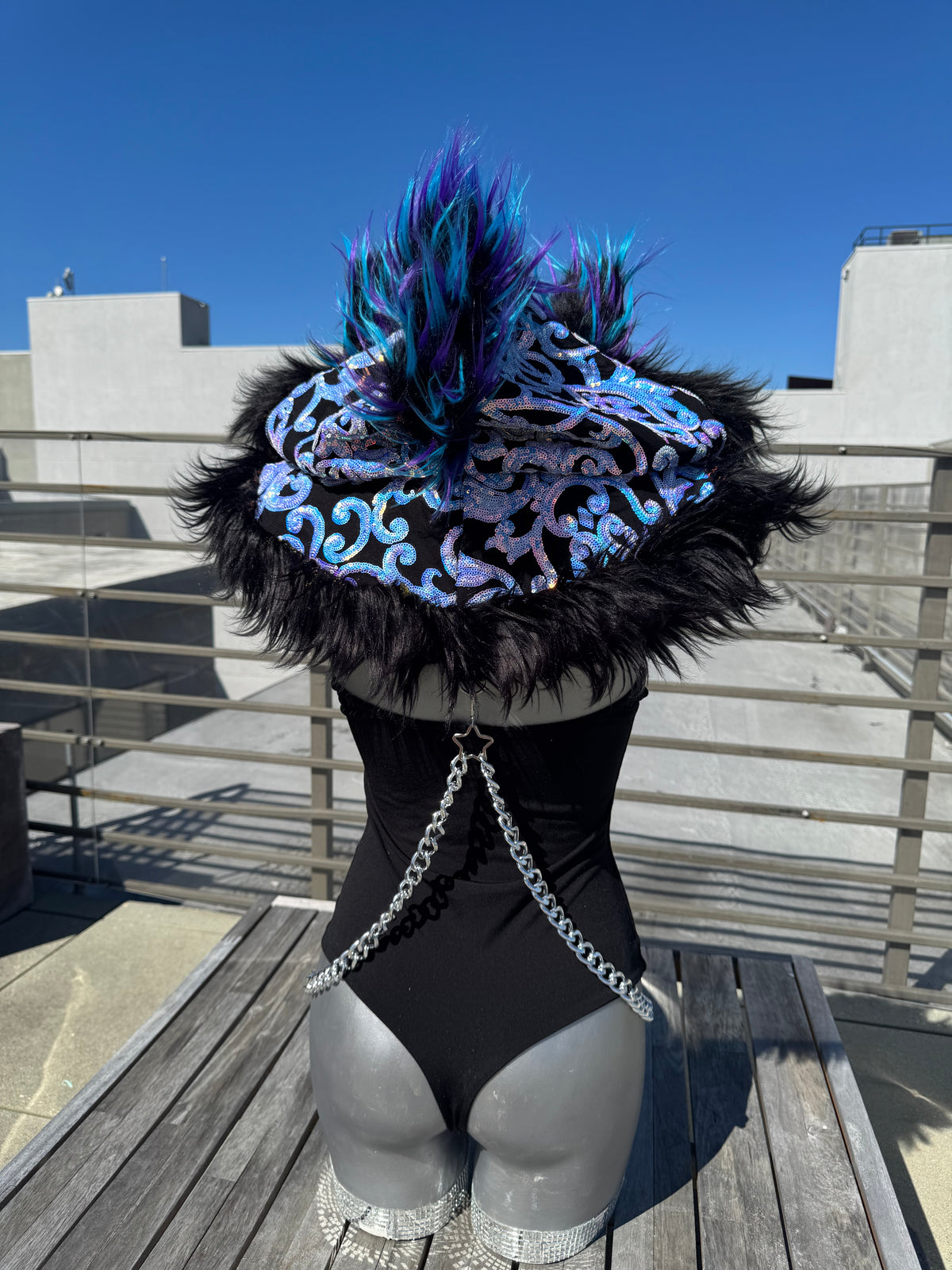 Glacier Moon - Sequin Fluffe Hood  [READY TO SHIP]