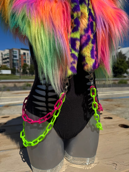 Cheetah Bright  - Neon Fluffe Hood