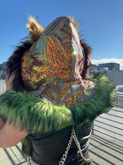 Mossfire - Sequin Fluffe Hood